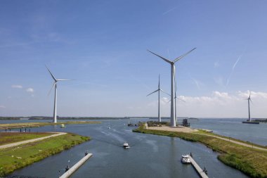 Krammersluizen Gölü Krammer. Delta wor 'dan drone fotoğrafı