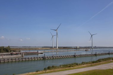 Krammersluizen Gölü Krammer. Delta wor 'dan drone fotoğrafı