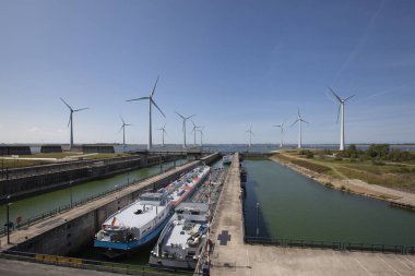 Krammersluizen Gölü Krammer. Delta wor 'dan drone fotoğrafı