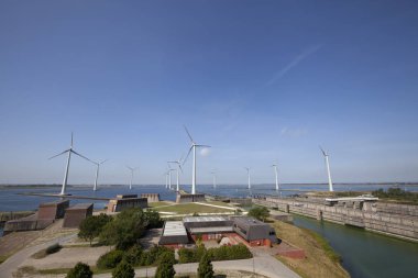 Krammersluizen Gölü Krammer. Delta wor 'dan drone fotoğrafı