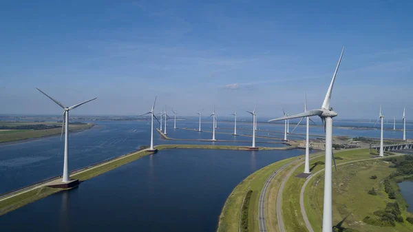 Wind turbine from aerial view, Drone view at windpark krammerslu — Stock Photo, Image