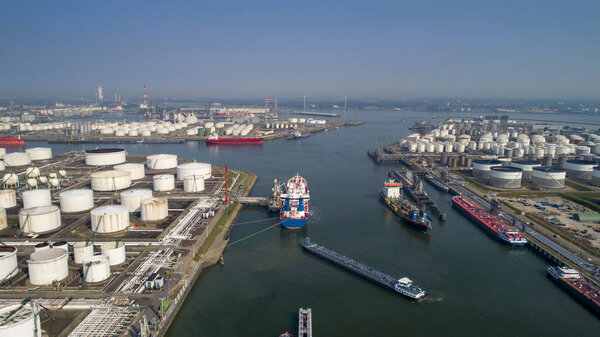 Port of Rotterdam. Botlek. Oil refinery plant from industry zone