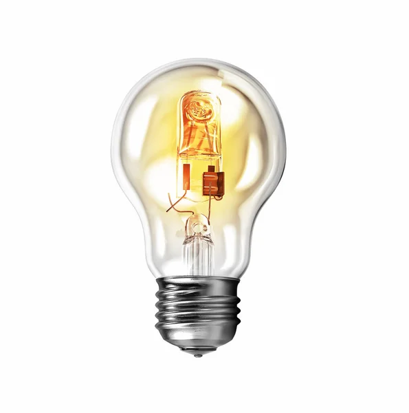 Modern Glödande Lampa Glödlampa Vit Bakgrund Begreppet Kreativitet — Stockfoto