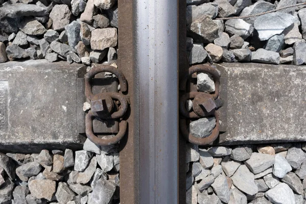 Nahaufnahme Des Industriellen Hintergrunds Der Eisenbahnstrecke Den Niederlanden — Stockfoto