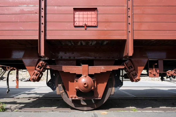 Залізничні Вантажні Колеса Крупним Планом — стокове фото