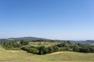 Yazın gün batımında Toskana 'da manzara