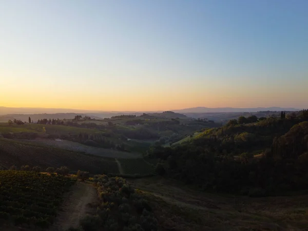 Nap Utolsó Napsugarai Perugia Környéki Dombokon Umbria Olaszország Stock Kép