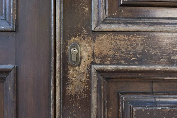 Fechadura Porta Uma Porta Madeira Vintage — Fotografia de Stock