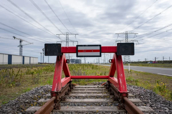 Red Railroad Buffer End Destination Europoort Holland Rotterdam — Stock Photo, Image