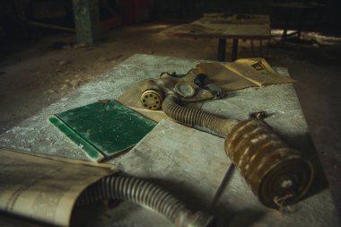 Chornobyl dışlama bölgesi. Radyoaktif bölge Pripyat filialı üzrə - terk edilmiş hayalet kasaba. Chernobyl felaket öyküsü. Kayıp yer Ukrayna'da Sssr