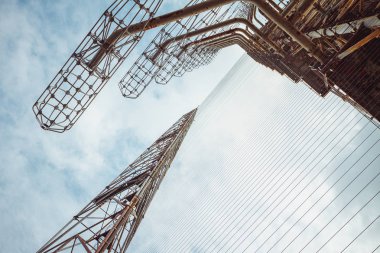 Duga - Sovyet ufuk Oth radar sistemi. Duga-3 Rus ağaçkakan - SSCB Abm anten karmaşık, askeri nesne. Çernobil dışlama bölgesi, Pripyat, Ukrayna