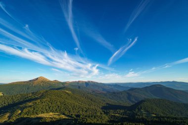 Beautiful sunny landscape of Mount Hoverla is the highest mountain of the Ukrainian Carpathian Mountains, Chornohora, Goverla from Mount Petros clipart