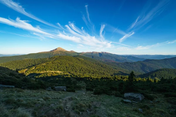 Mount Hoverla güzel güneşli manzara Ukrayna Karpat Dağları, Chornohora, Goverla Petros Dağı'nın en yüksek dağıdır