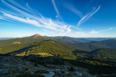 Mount Hoverla güzel güneşli manzara Ukrayna Karpat Dağları, Chornohora, Goverla Petros Dağı'nın en yüksek dağıdır
