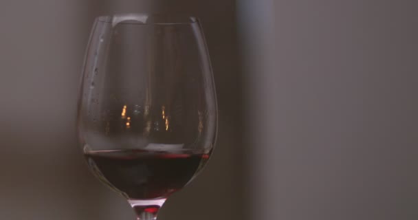 Droppar vin faller i glaset — Stockvideo