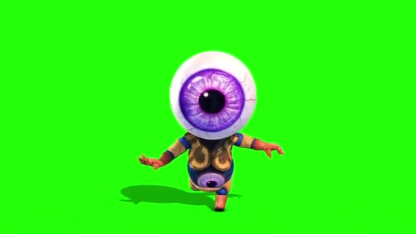 Monster Eye Man Runcycle Pantalla Verde Renderizaciones Animación — Vídeo de stock