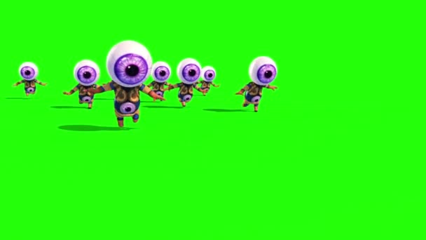 Grupo Monster Eye Man Ejecuta Animaciones Pantalla Verde — Vídeos de Stock