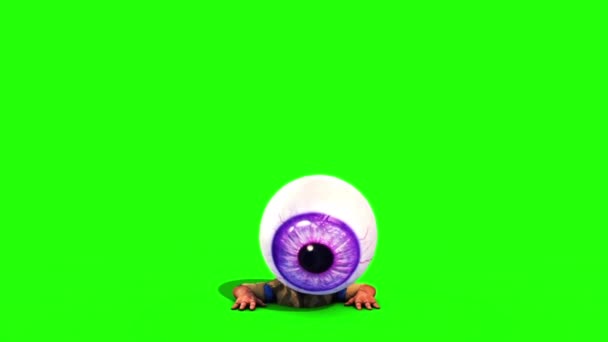 Monster Eye Man Look Green Screen Front Renderings Animations — Stock Video