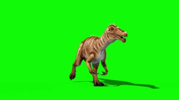 Baryonyx Diners Runcycle Front Green Screen Rendering Animation Jurassic Loop — стоковое видео