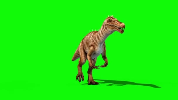 Baryonyx Diners Walkcycle Front Green Screen Rendering Animation Jurassic Loop — стоковое видео