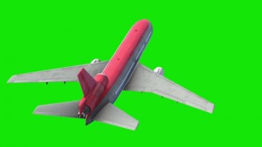 Uçak Uçağı Gökyüzü Bulutlar Yeşil Ekran Top 3d Rendering Animasyon