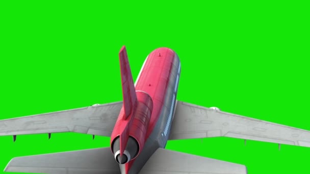 Avión Avión Cielo Nubes Pantalla Verde Atrás Representación Animación — Vídeos de Stock