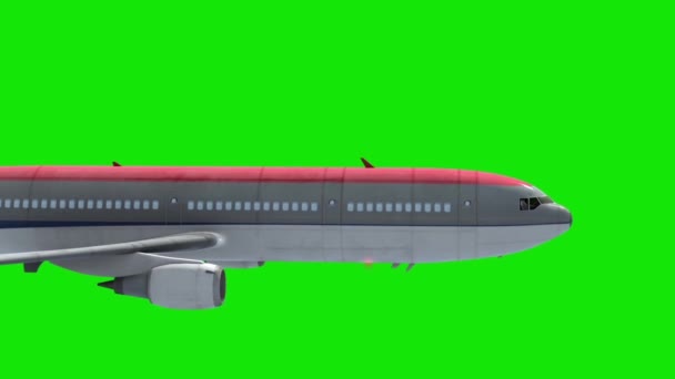 Uçak Uçağı Gökyüzü Bulutlar Yeşil Ekran Kanatları Rendering Animasyon — Stok video