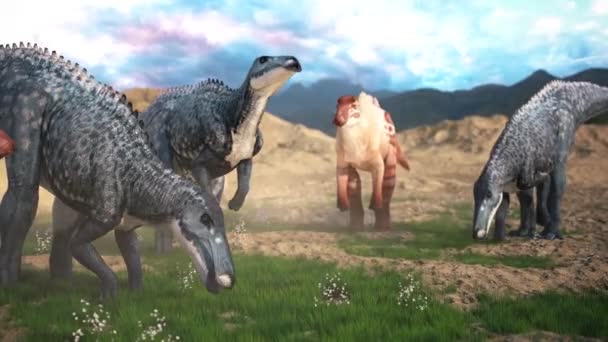 Parasaurolophus Jurassický Světový Dinosauři Přesunout Tapetu Vykreslování Animace — Stock video