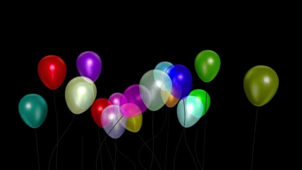 Balões Baby Party Modelo Alpha Matte Rendering Animation — Vídeo de Stock