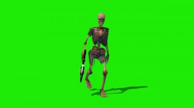 İskelet Savaşçı Yeşil Ekran Walkcycle Ön Loop 3d Rendering Animasyon