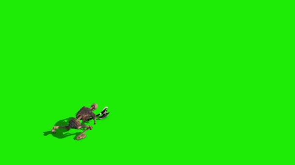 Guerreiro Esqueleto Tela Verde Ataques Top Loop Rendering Animação — Vídeo de Stock