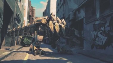 Mechrex Robot 3d Rendering Animasyon Renk Around Bak