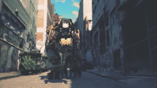 Mechrex Ρομπότ Περπατάει Απόδοση Χρώμα Κίνησης — Αρχείο Βίντεο