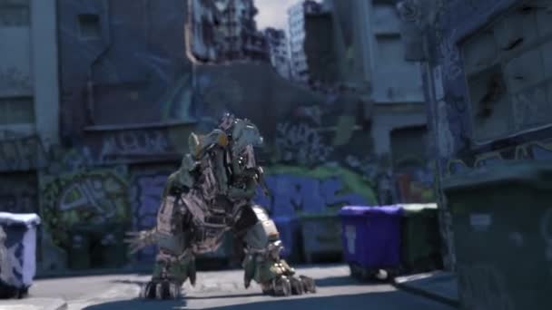 Mechrex Robot Aanvallen Rendering Animatie — Stockvideo