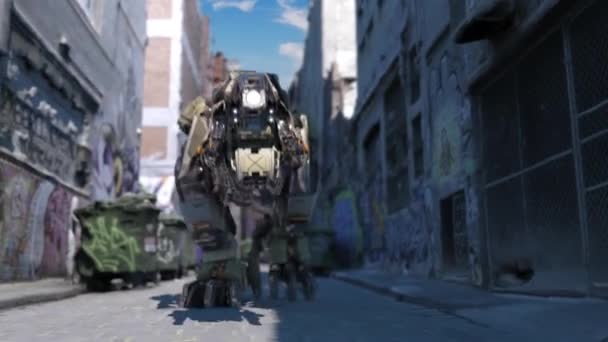 Mechrex Robot Loopt Rendering Animatie — Stockvideo