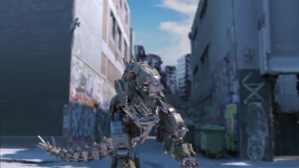 Mechrex Robot Vernietigde Rendering Animatie — Stockvideo