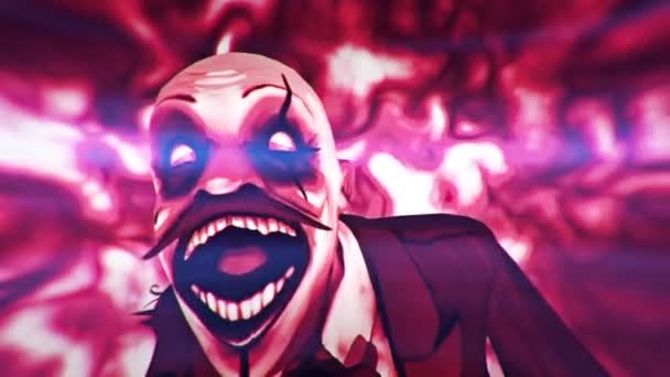 Halloween Clown Jumpscare Bakgrund Onda Skräck Rendering Animation — Stockvideo