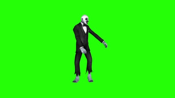 Payaso Halloween Angry Green Screen Horror Representación Animación — Vídeo de stock