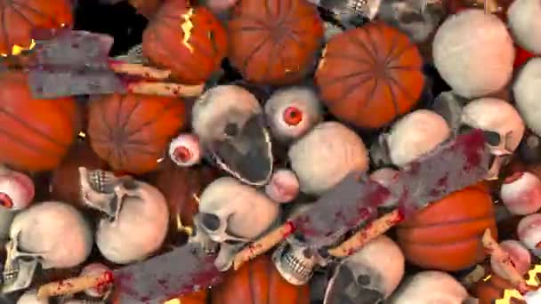 Halloween Transitions Pumpkin Skull Eye Alpha Matte Rendering Animation Royalty Free Stock Video