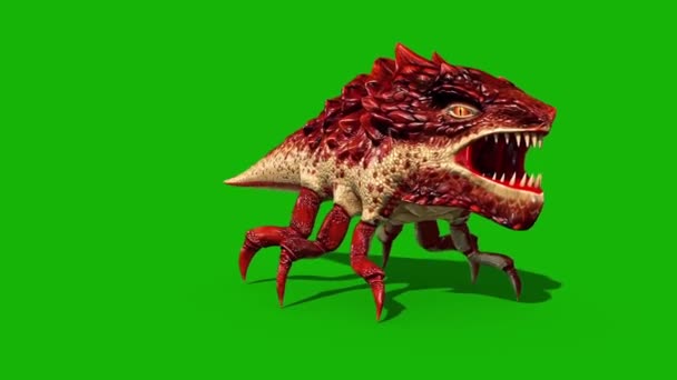 Dragão Bug Tela Verde Halloween Monstro Die Front Rendering Animação — Vídeo de Stock