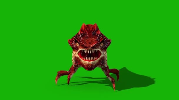ドラゴンバググリーンスクリーンハロウィンモンスターウォークサイクルフロントループ3Dレンダリングアニメーション — ストック動画