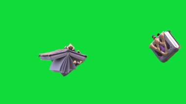 Yeşil Ekran Sihirli Kitaplar 3D Canlandırma CGI Hazırlama