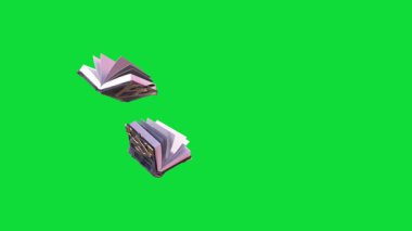 Yeşil Ekran İki Sihirli Kitap 3 boyutlu animasyon CGI Hazırlama