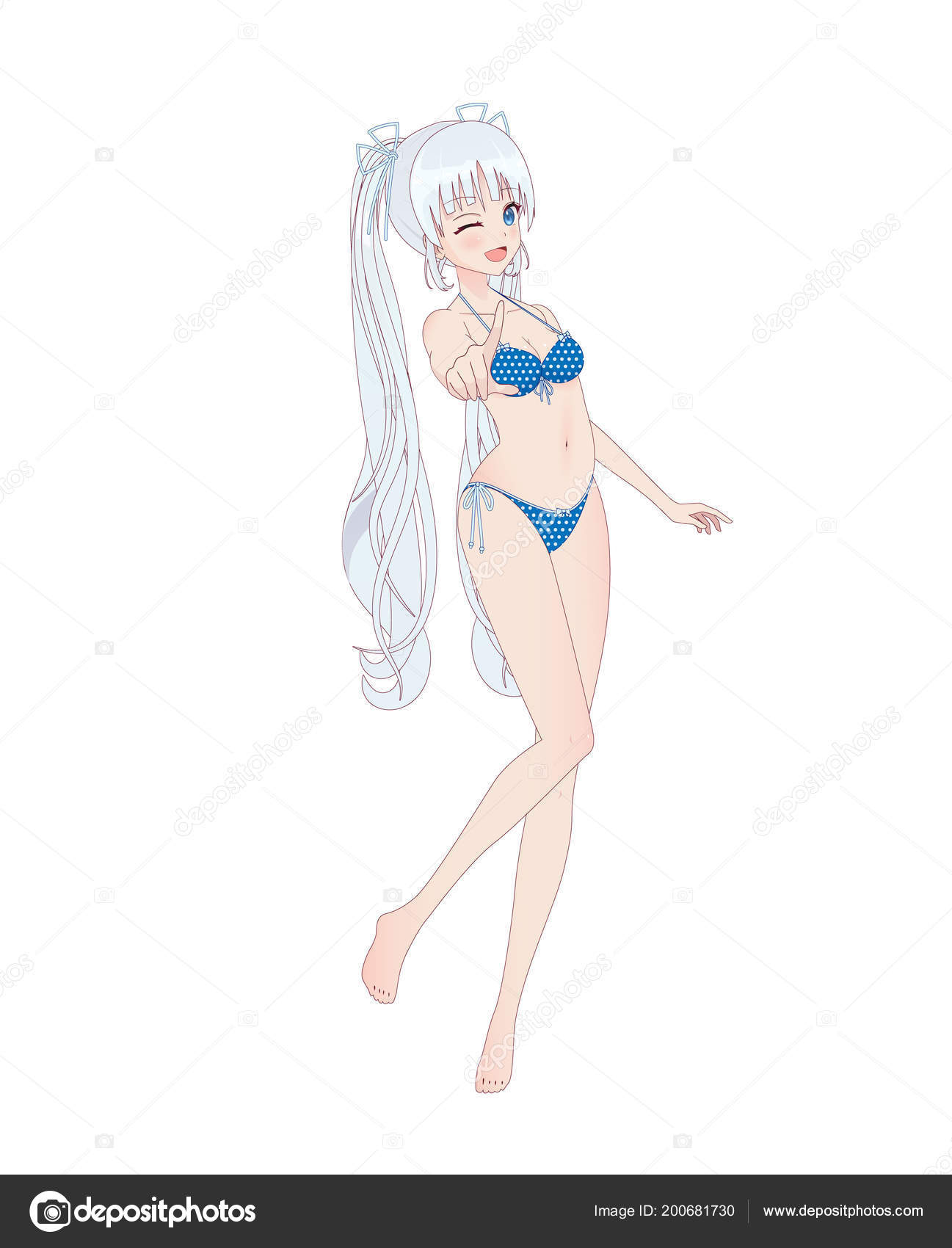 Beautiful Anime Manga Girl In Bikini Stock Vector Apoev