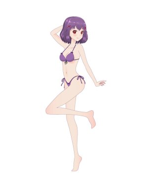 Beautiful anime manga girl in bikini clipart