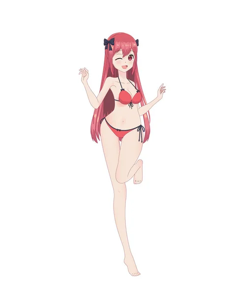 Güzel anime manga kız bikini — Stok Vektör