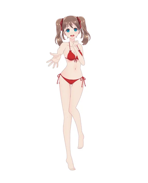 Hermosa chica manga anime en bikini — Archivo Imágenes Vectoriales