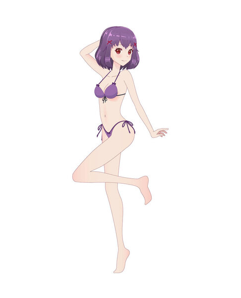 Beautiful anime manga girl in bikini