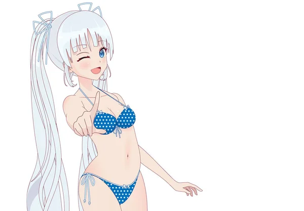 Schöne Anime Manga Mädchen im Bikini — Stockvektor