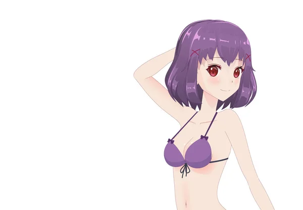 Güzel anime manga kız bikini — Stok Vektör